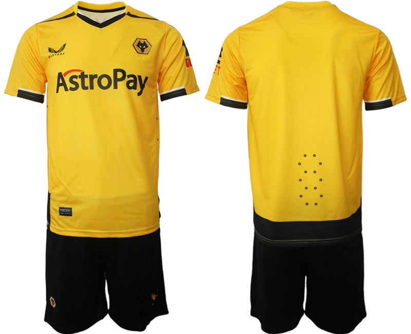 Men 2022-2023 Club Wolverhampton Wanderers home yellow blank Soccer Jersey->west ham united jersey->Soccer Club Jersey